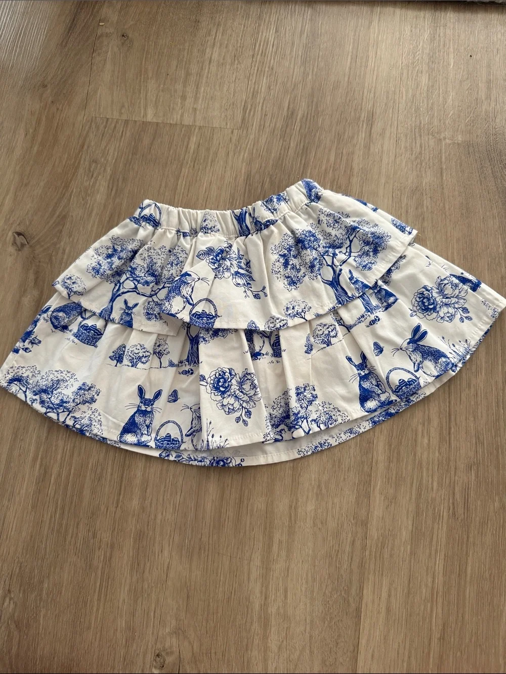 Gymboree Blue and White Tiered Toddler Skirt with Bow